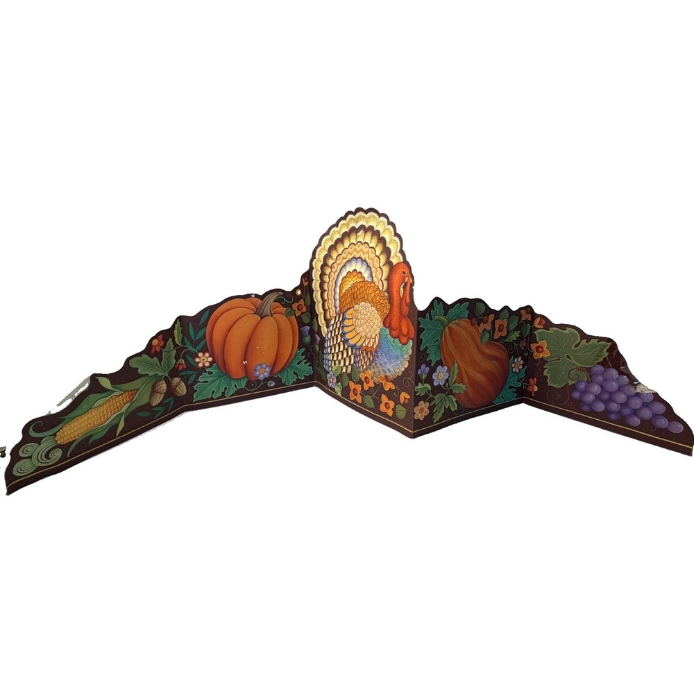 Thanksgiving Die Cut Turkey Pumpkin Tri-fold Holiday Decoration Vintage